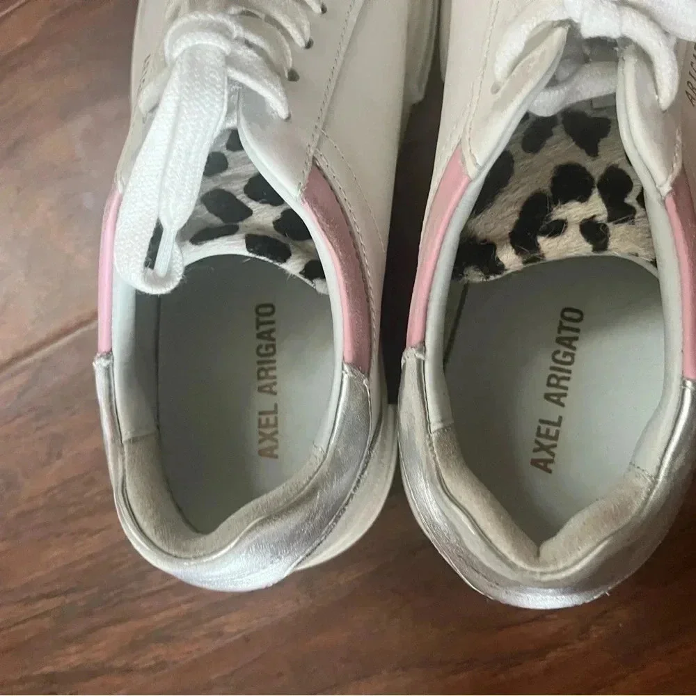 Axel Arigato Distressed Sneakers- White leather, with gray suede- Size 7.5